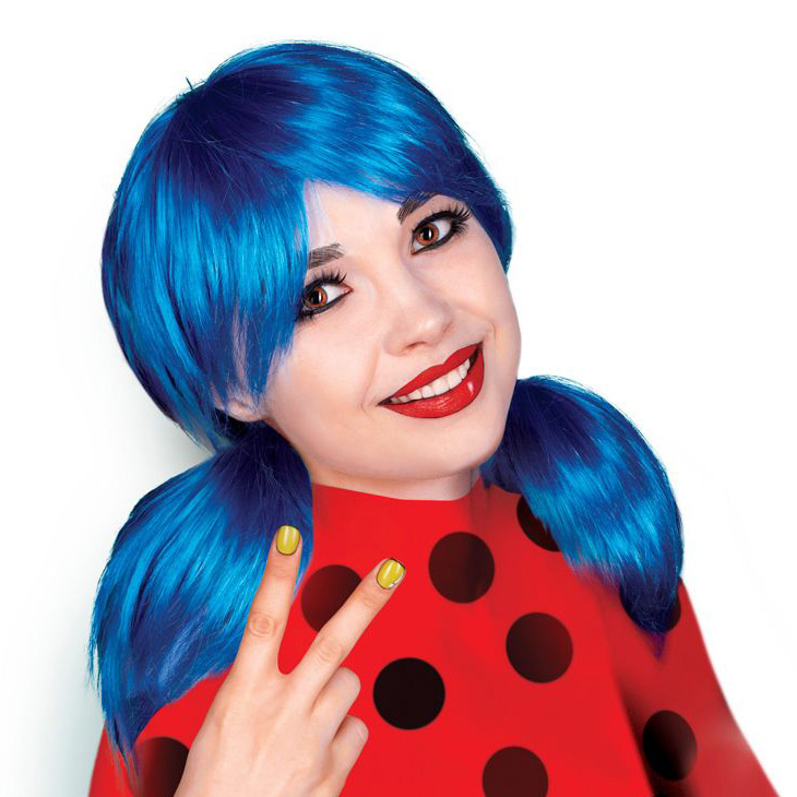 Карнавальный парик "Хвостики, синий #1