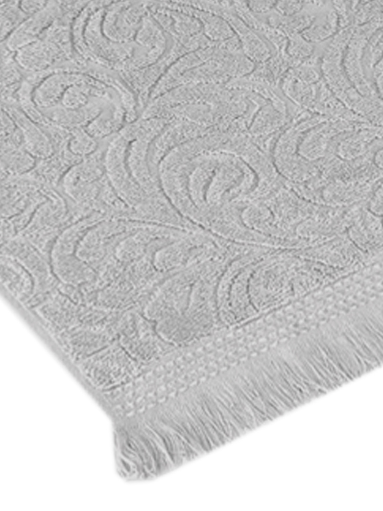Полотенце махровое с бахромой ESRA серый, полотенце для лица и рук 50х90 см  #1
