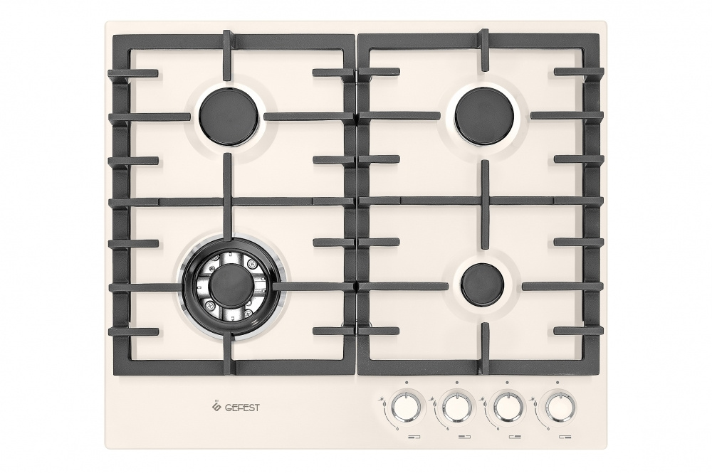 Газовая поверхность Gefest 1214-01 К81 бежевый (решетки чугун, закаленное стекло, электроподжиг, газ-контроль) #1