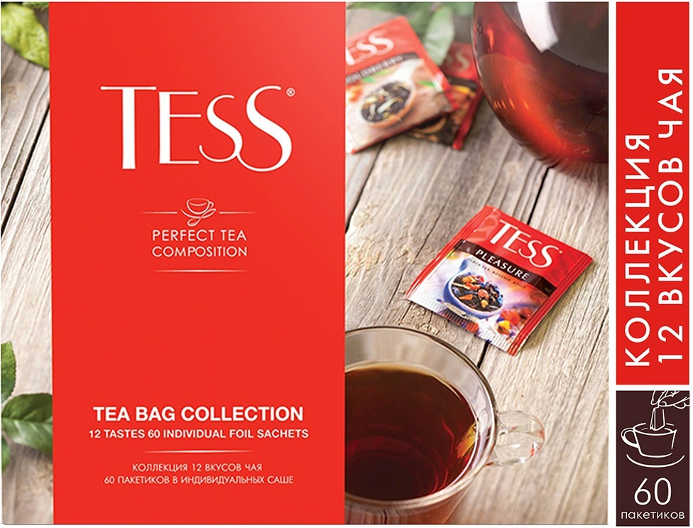 Подарочный набор чая ТЕСС в пакетиках 60 шт., TESS Collection, 12 видов, РОССИЯ  #1