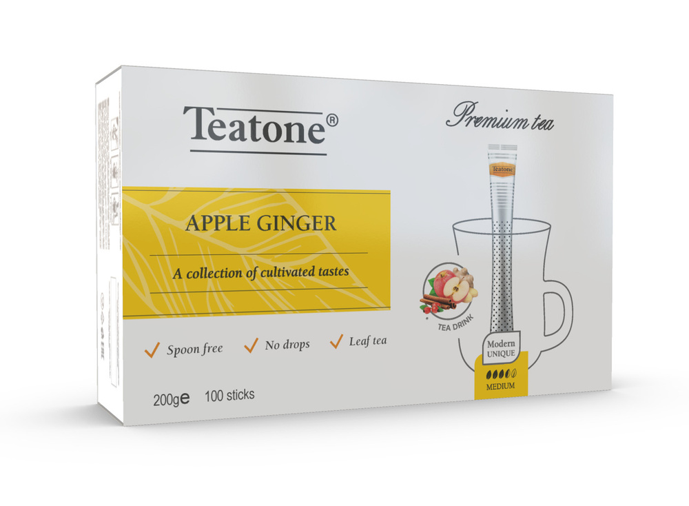 Чайный напиток Яблоко-Имбирь TEATONE в стиках для разовой заварки, (100шт*2г) Натуральный!  #1