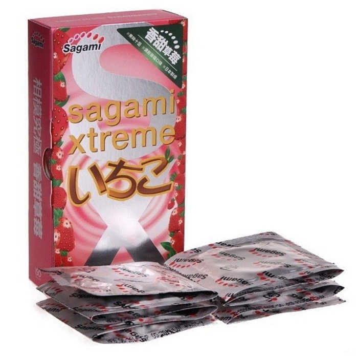 Презервативы "Sagami Xtreme Strawberry" №10 ультратонкие #1