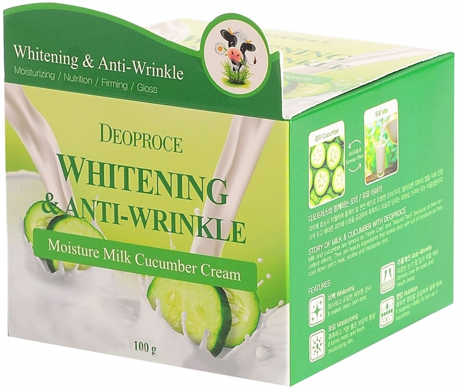 Deoproce Whitening & Anti-Wrinkle Moisture Milk Cucumber Cream крем для лица с экстрактом огурца (100г.) #1