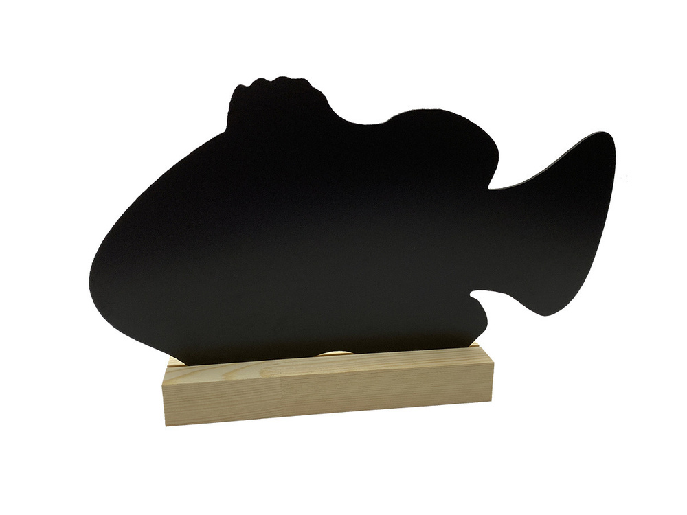 Меловая табличка для надписей меловым маркером Рыба, 329х186, на деревянной основе, цвет чёрный  #1