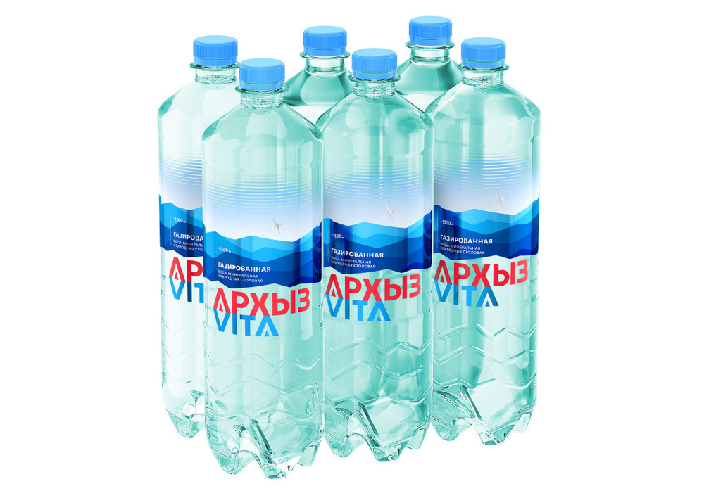 Вода минеральная природная столовая питьевая Архыз Vita газированная, 6 шт х 1,5 л  #1