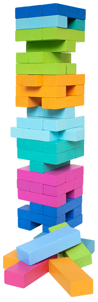 Логическая настольная игра Томик "Башня Томик", деревянный игровой набор из 54 разноцветных брусков, #1