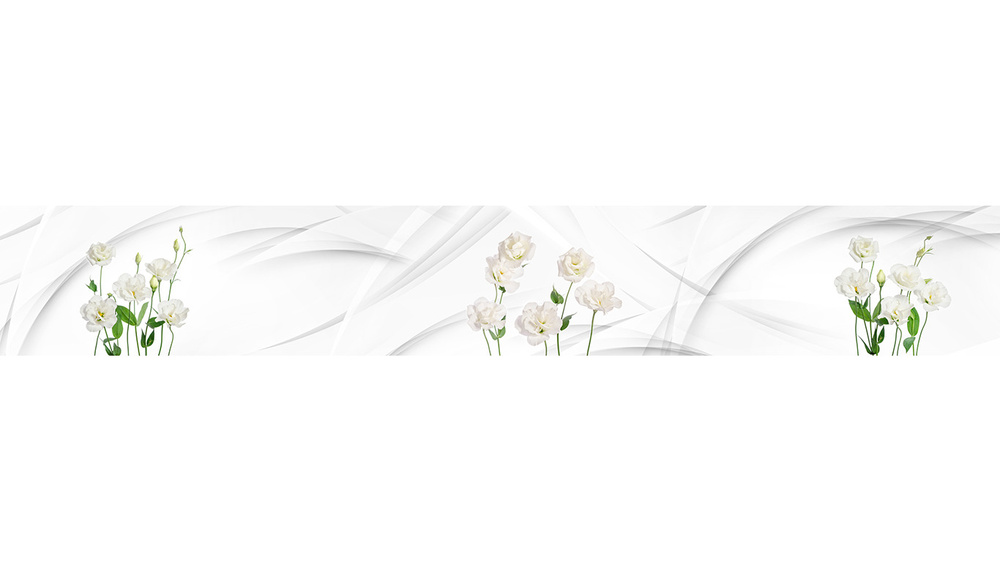 Кухонный фартук"Белые розы 4777" 3000*600мм, АБС пластик, фотопечать  #1