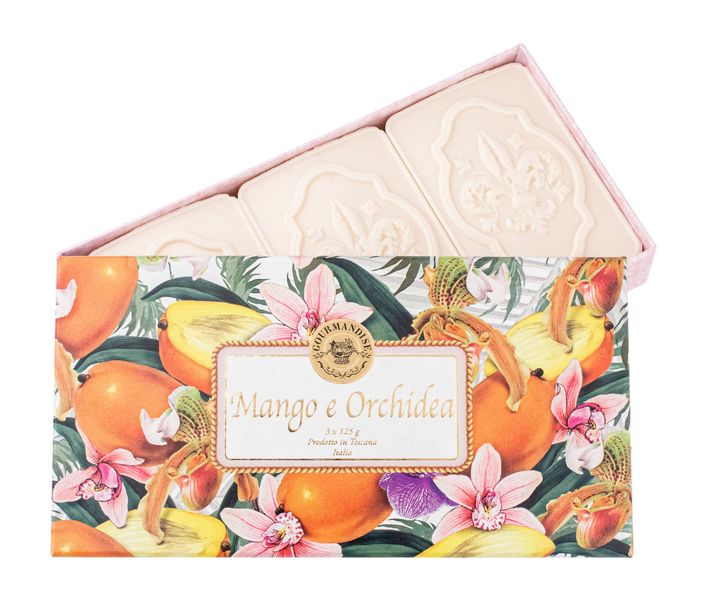 Набор натурального мыла с ароматом манго и орхидеи Gourmandise Savon Parfume Mango e Orchidea Set  #1