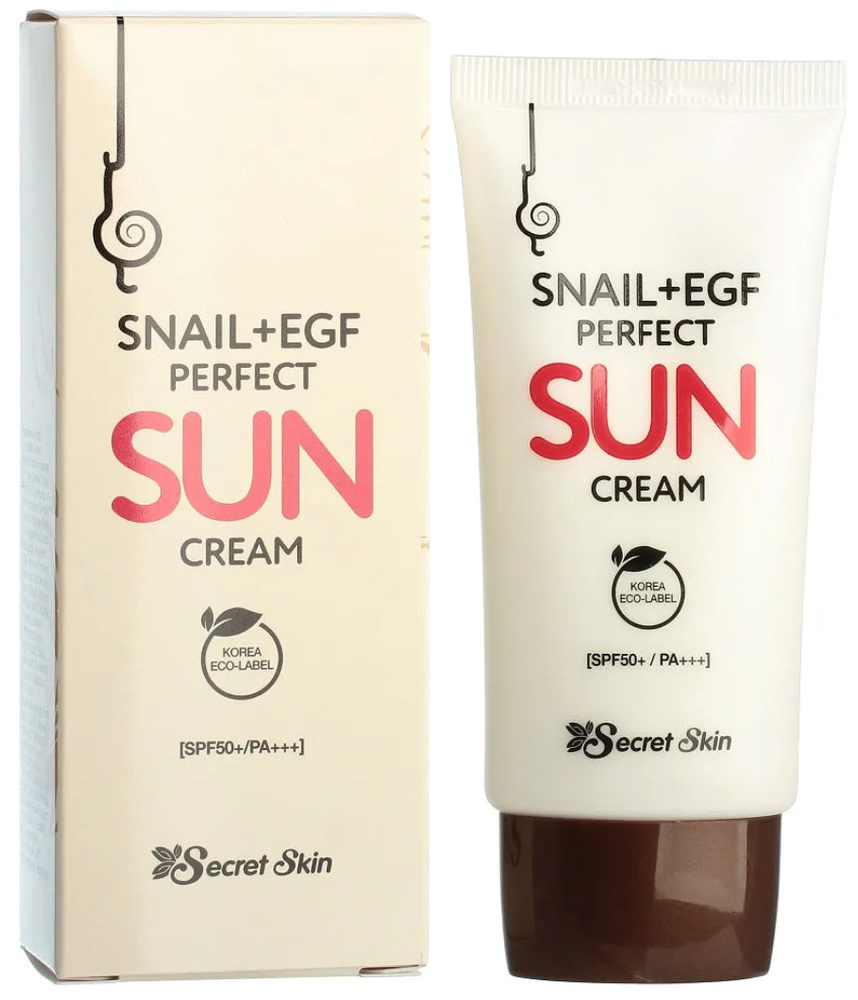 SECRET SKIN Крем солнцезащитный с муцином улитки и фактором роста SNAIL+EGF PERFECT SUN CREAM SPF 50+, #1