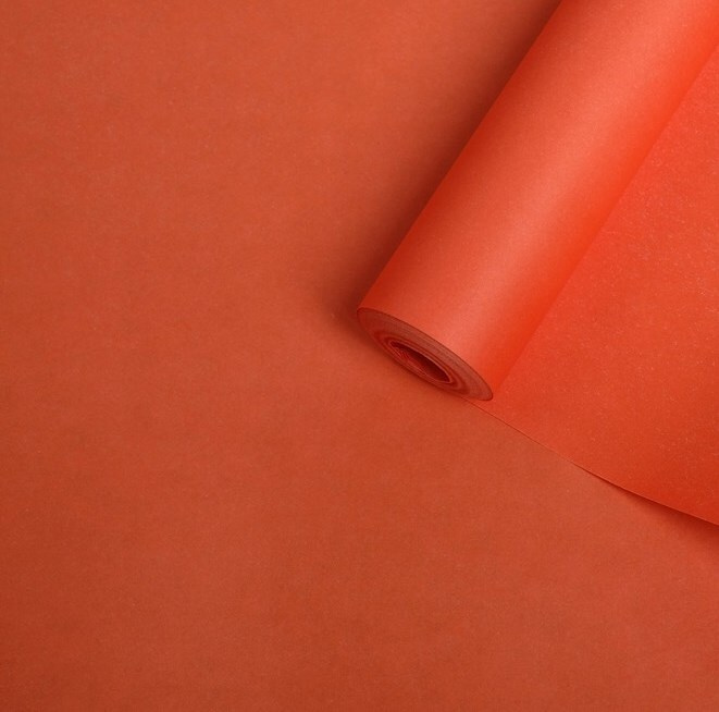 Крафт-бумага экошик с двухсторонней покраской, размер 0,5*10м, плотностью 70 г/м2, цвет оранжевый  #1