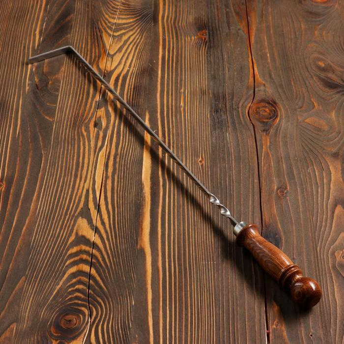 Кочерга узбекская с деревянной ручкой, матовая, полная длина 62см  #1