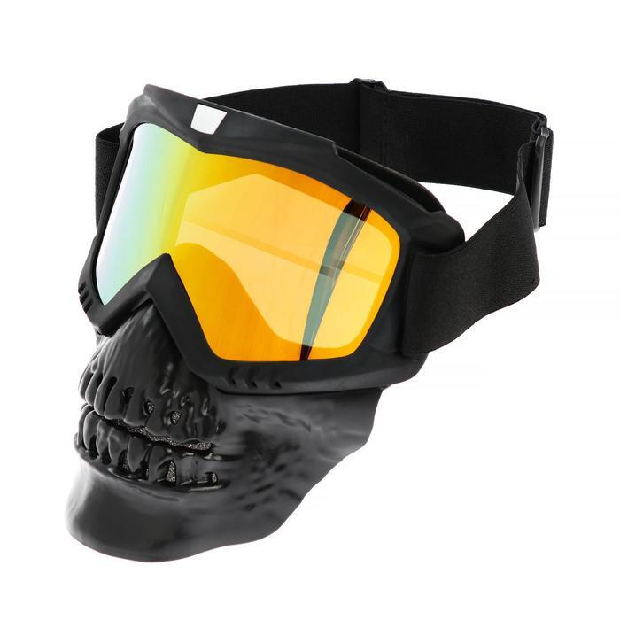 Очки-маска для езды на мототехнике, разборные, визор оранжевый, цвет черный  #1