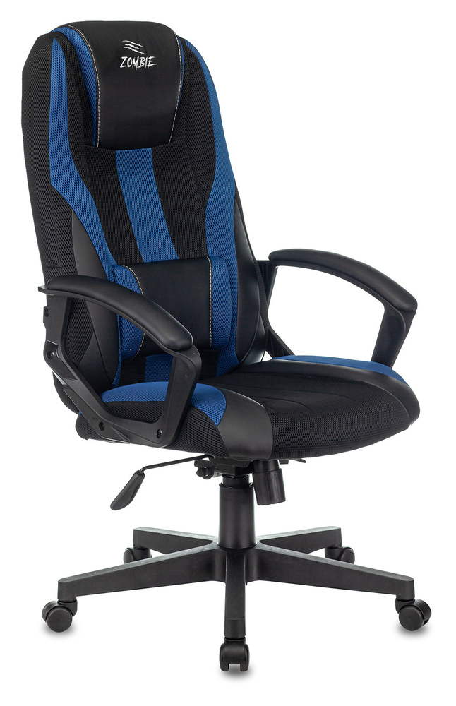 Кресло игровое Zombie 9 BLUE черный/синий, текстиль/эко.кожа, крестовина пластик  #1