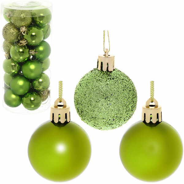 Новогодние шары 4 см (набор 24 шт) "Микс фактур", зеленый #1