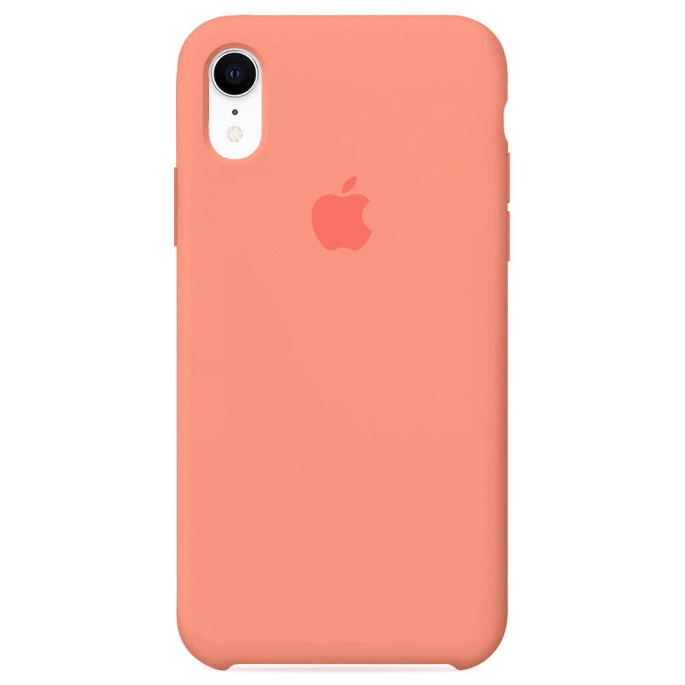 Силиконовый чехол для смартфона Silicone Case на iPhone Xr / Айфон Xr с логотипом, персиковый  #1