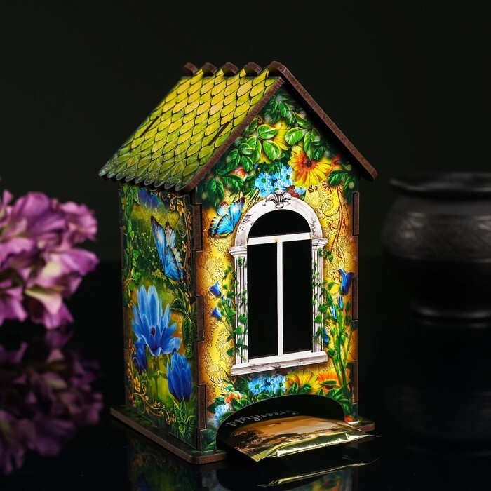 Чайный домик "Домик с корзинкой цветов", 9,8x9,8x17,4 см #1