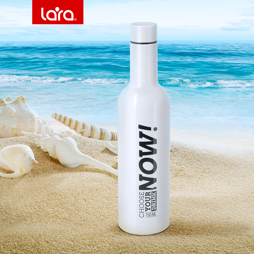 Термос LARA LR04-14 White 0,75 л для чая, кофе, воды, горячих и холодных напитков, термобутылка для фитнеса #1