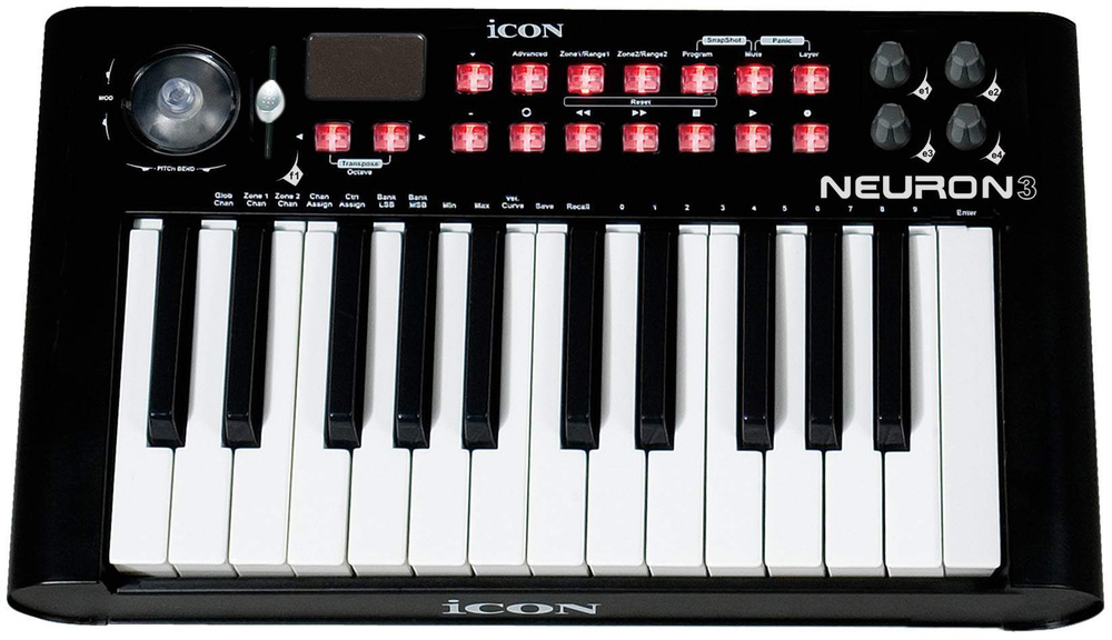 ICON Neuron 3 Black MIDI-клавиатура USB фортепианного типа, 25 клавиш, 4 программируемые кнопки, программируемый #1