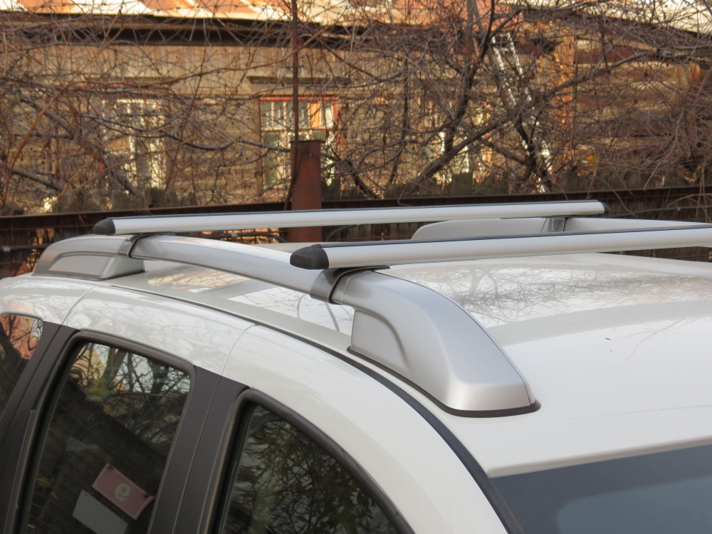 Багажник Nissan Terrano /Ниссан Террано 2014 - дуга аэро-крыло алюмин / silver опоры ULTRA-BOX  #1
