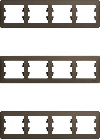 Рамка Schneider Electric Glossa четырехместная горизонтальная шоколад (комплект из 3 шт)  #1