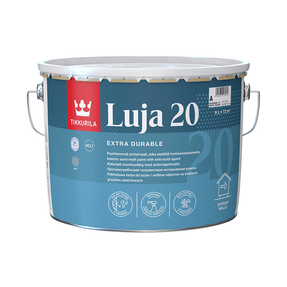 Краска акриловая Tikkurila Luja 20 Puolihimmea моющаяся прозрачная основа C 9 л  #1