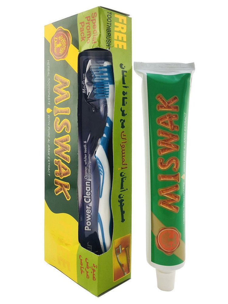 Аюрведическая зубная паста Dabur Miswak Herbal (Мисвак зеленый) 100 м, индийская,от зубного налета, лечение #1