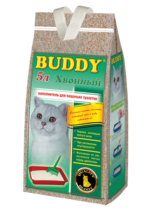 Наполнитель для кошачьего туалета древесный Buddy ХВОЙНЫЙ 5 л  #1
