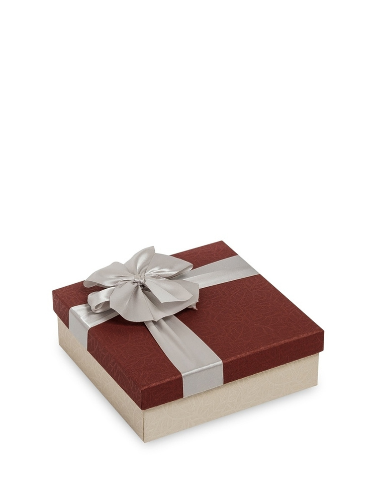Коробка подарочная "Квадрат" бежевая бордовая 5,5*18*18 см #1