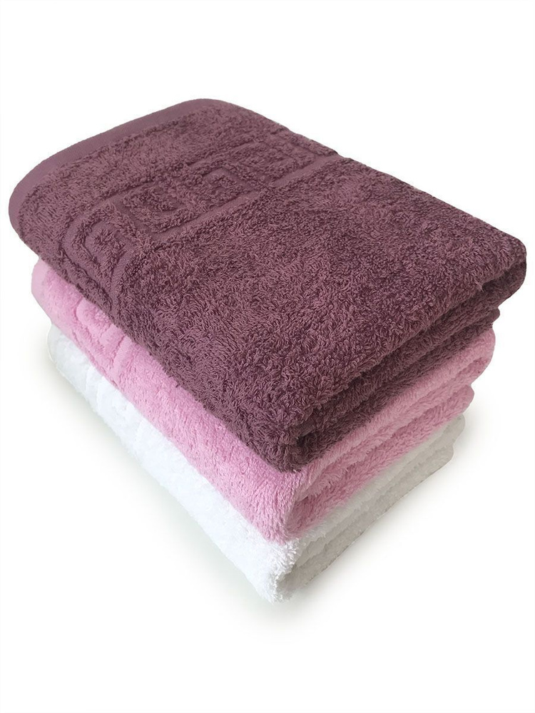 Набор полотенец для лица, рук или ног TM Textile, Хлопок, 50x90 см, белый, розовый, 3 шт.  #1
