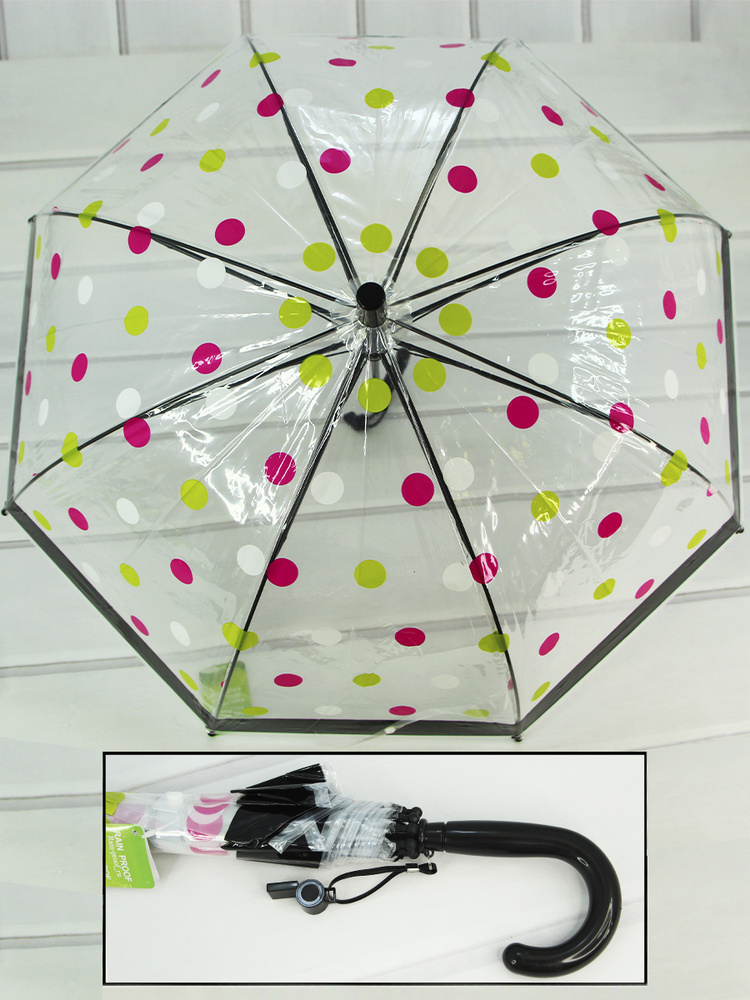 Зонт детский прозрачный трость для девочек полуавтомат  #1
