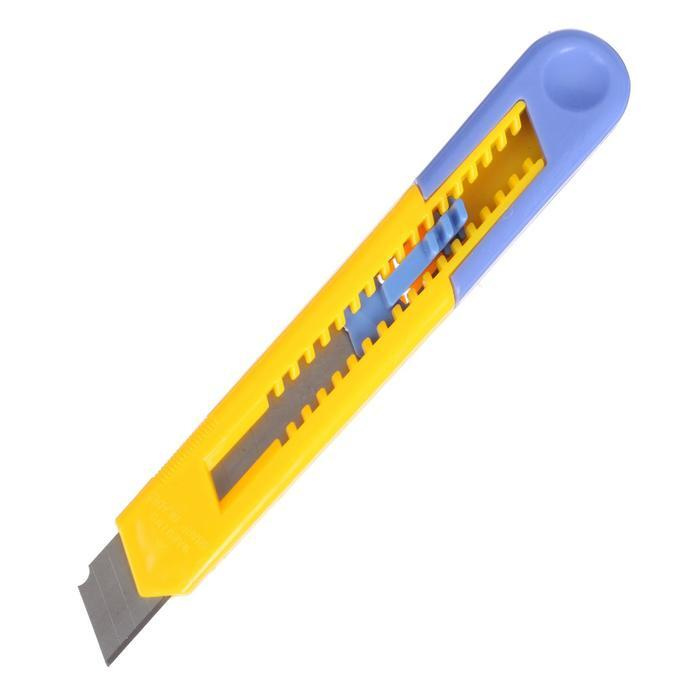 Нож канцелярский, лезвие 18 мм, корпус пластик, с направляющим фиксатором, блистер  #1