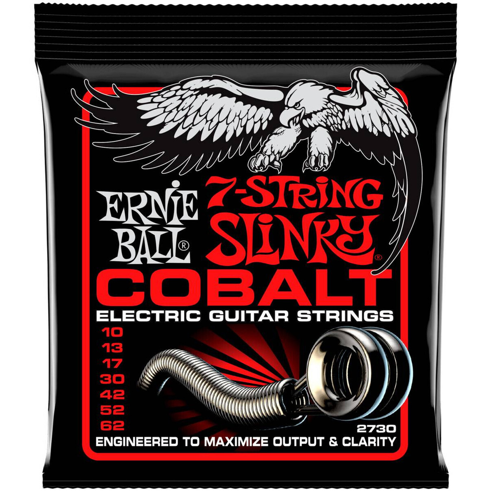 Струны для 7-струнной электрогитары ERNIE BALL 2730 Cobalt Bass Skinny Top Heavy Bottom Slinky (10-62) #1