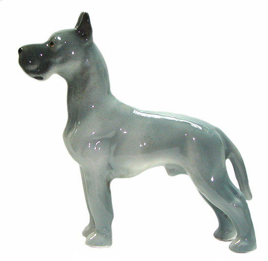Дог серый фарфоровая фигурка собаки #1