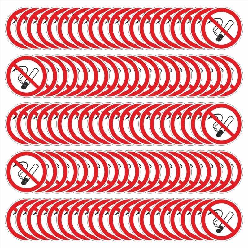 Знак-наклейка P01 "Запрещается Курить" 100х100 мм самоклеящийся виниловый на подложке 100 шт ПолиЦентр #1
