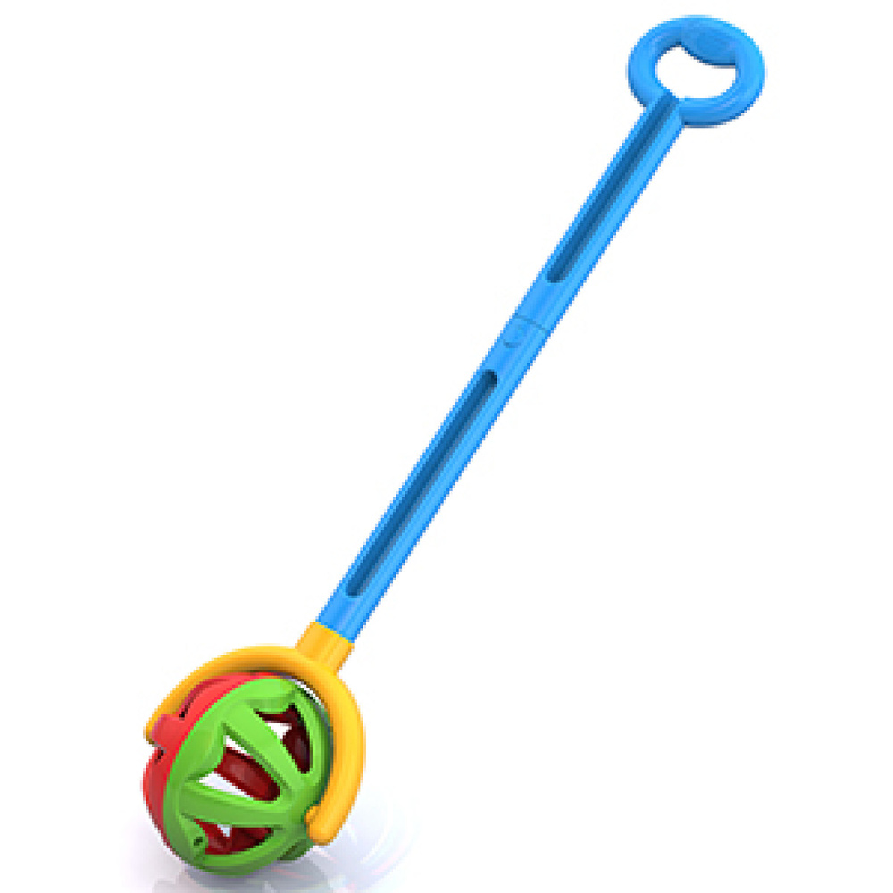 Игрушка-каталка НОРДПЛАСТ Шарик с ручкой (зелено-красная) 59х15х12 см/уточка/шарик/подарок для ребенка/малыш #1