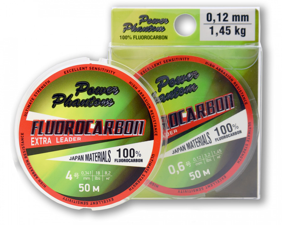 Леска Power Phantom Fluorocarbon Extra Leader, 1,2 0,18мм, 2,44 кг,прозрачный, 50м  #1