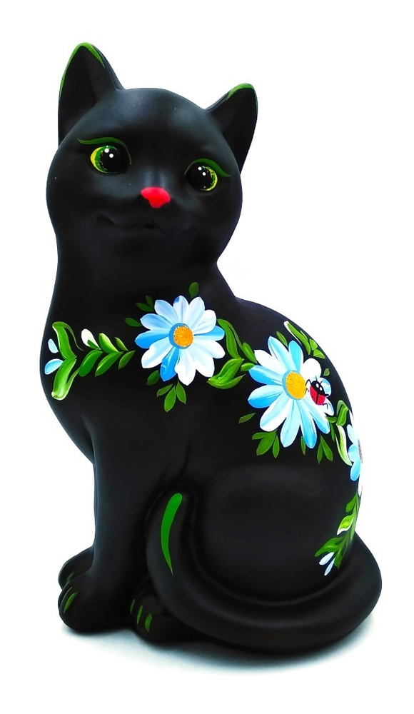 Копилка для денег Кошка Муся черная 14х12х22см большая детская. Сувенир для интерьера, декора дома. Подарок #1