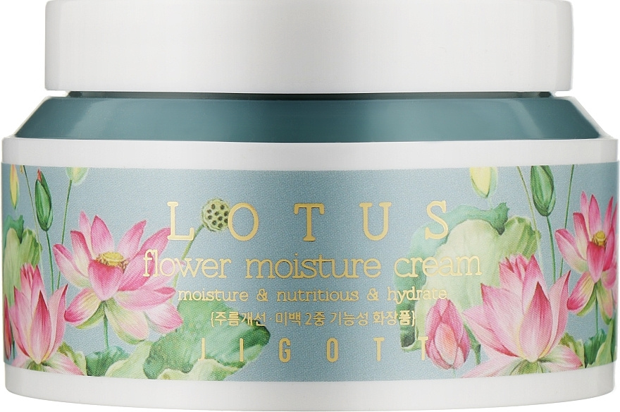 JIGOTT LOTUS FLOWER MOISTURE CREAM Увлажняющий крем для лица с экстрактом лотоса, 100 мл.  #1