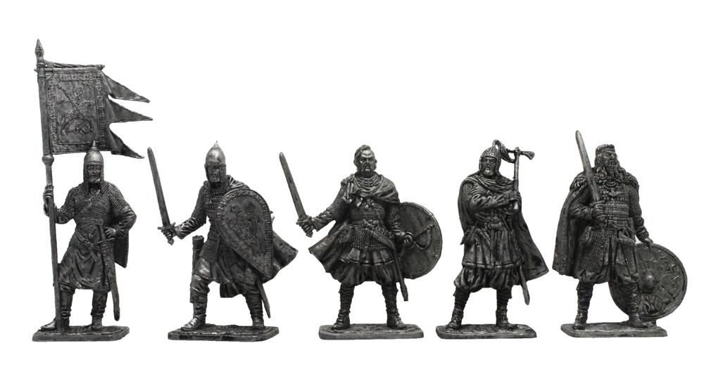 "Русские средневековые воины" №5ЕК (5 н/к) набор оловянных солдатиков некрашеных в картонной коробке #1
