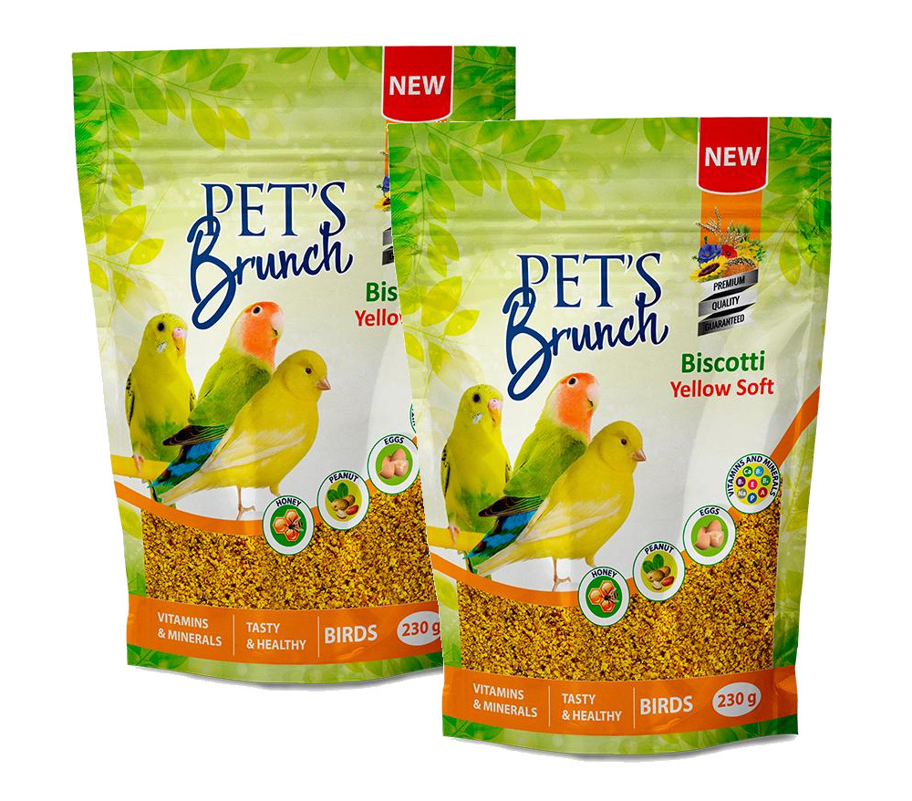 Добавка в корм для птиц всех видов PET'S BRUNCH BISCOTTI YELLOW SOFT 2 пакета по 230г (пр-во Беларусь) #1