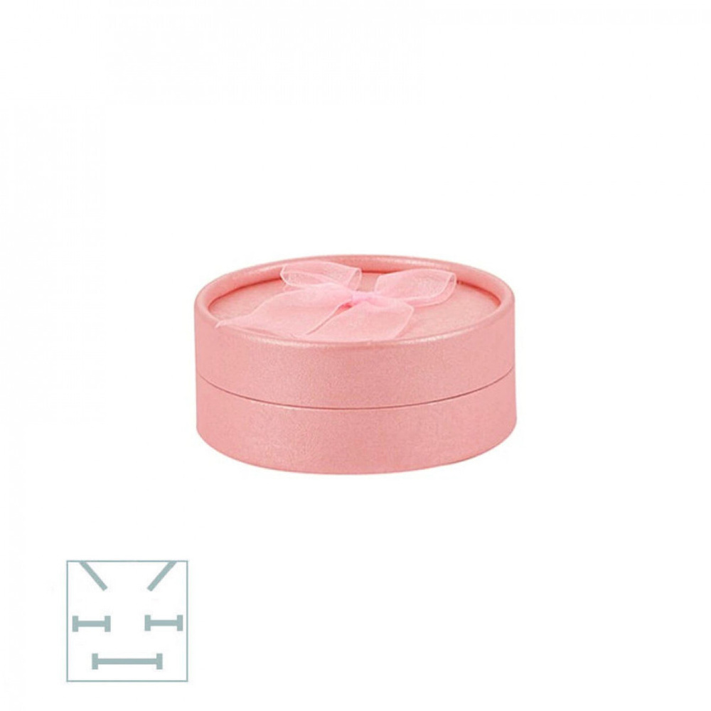 Круглая подарочная коробка для украшений с бантиком, универсальная (розовая)  #1