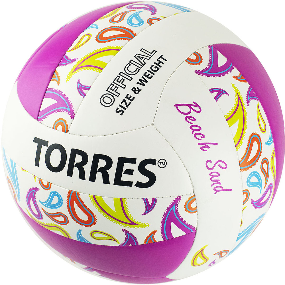 Мяч для пляжного волейбола TORRES Beach Sand Pink, р.5, арт.V32085B, бело-розовый  #1