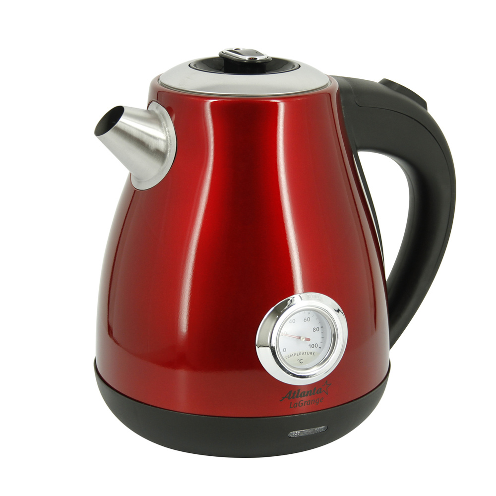 Электрический чайник Atlanta ATH-2440 (red), 1,7 л, термометр воды, шкала, дисковый ТЭН, автоотключение, #1