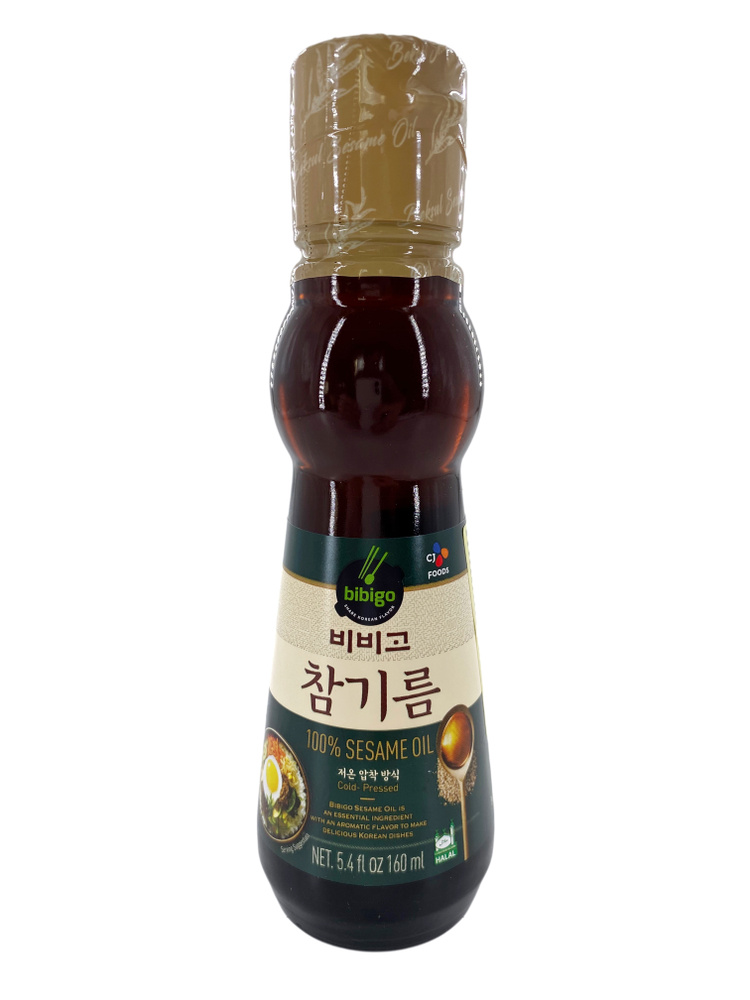 Корейское натуральное кунжутное масло Bibigo от CJ, нерафинированное, 160 мл  #1