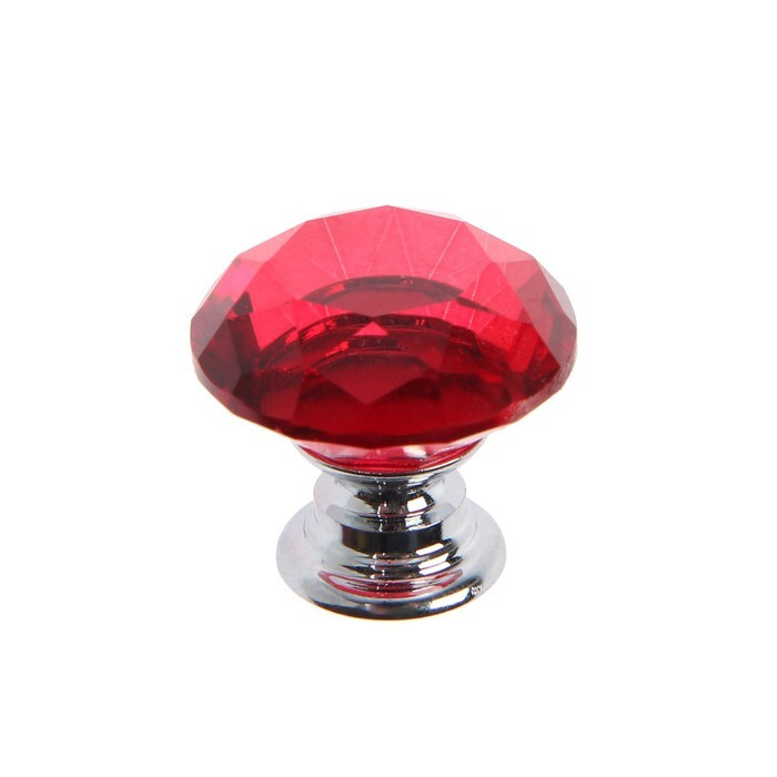 Ручка кнопка Cappio, цвет красный Алмаз, стеклянная, диаметр 25 мм, 3 штуки  #1