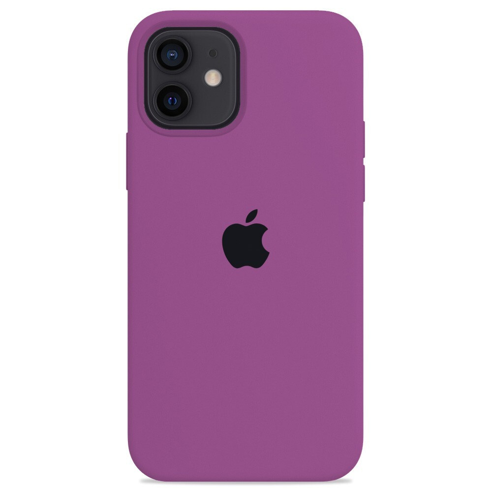 Силиконовый чехол для смартфона Silicone Case на iPhone 12 / Айфон 12 с логотипом, фиолетовый  #1