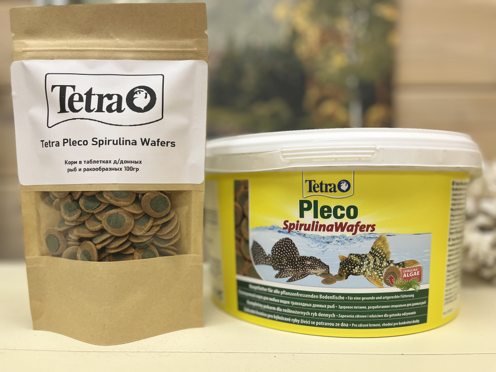 Tetra Pleco Spirulina Wafers Корм крупные гранулы, таблетки д/донных рыб и раков и креветок  #1