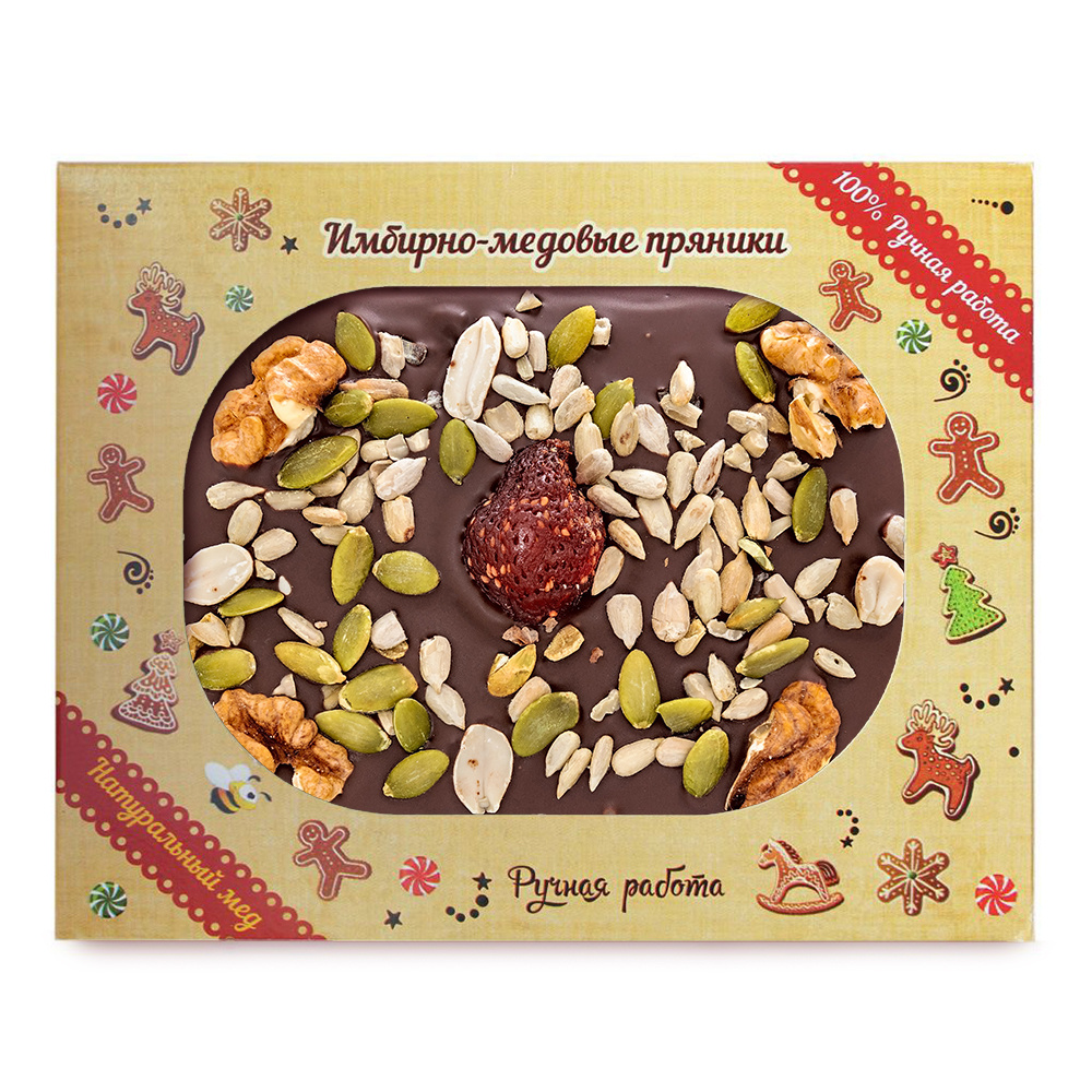 Пряники Пекарня SOFI, в шоколадной глазури "Грецкий орех" с орехами и сухофруктами, ручная работа, 1 #1