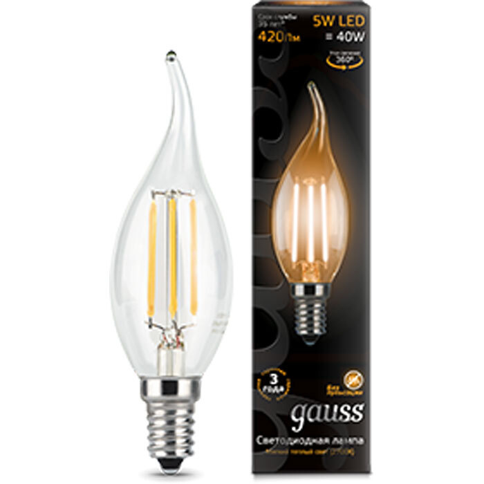 Светодиодная лампа Gauss Black Filament LED Candle Tailed E14 5W 2700K 104801105 #1