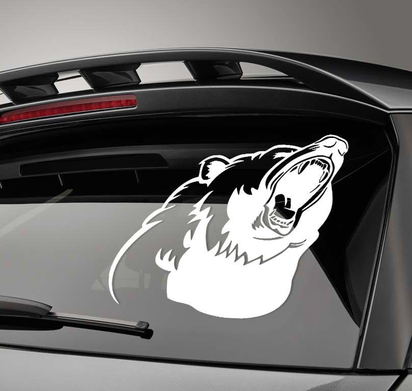 Автомобильная виниловая наклейка Гризли Медведь, Стикер для окна авто  #1